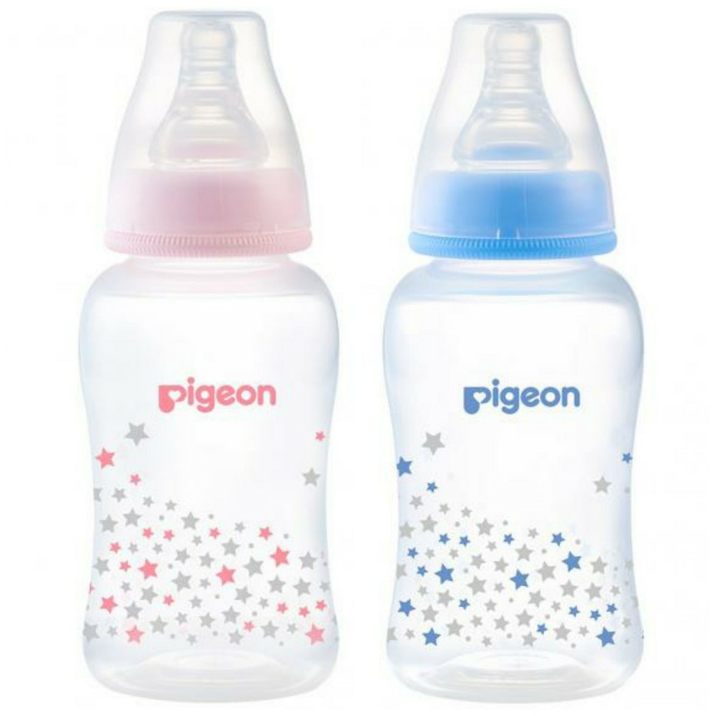 Bình sữa cổ hẹp Pigeon PP Streamline hình ngôi sao hồng/ xanh 150ml