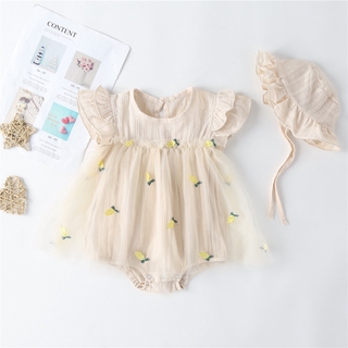 Jumpsuit Tay Ngắn Với Họa Tiết Hình Quả Dứa Dùng Cho Bé Gái