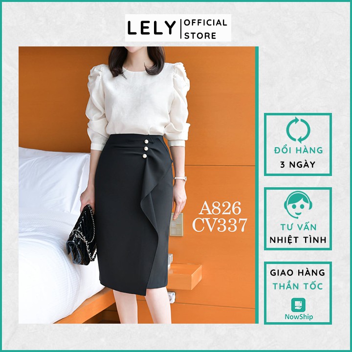 Áo Sơ Mi Nữ Công Sở Cao Cấp Đẹp - LELY- A826 - Áo Sơ Mi Trắng Cổ Tròn Tay Bồng