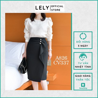 Áo sơ mi nữ công sở cao cấp đẹp - lely- a826 - áo sơ mi trắng cổ tròn tay bồng