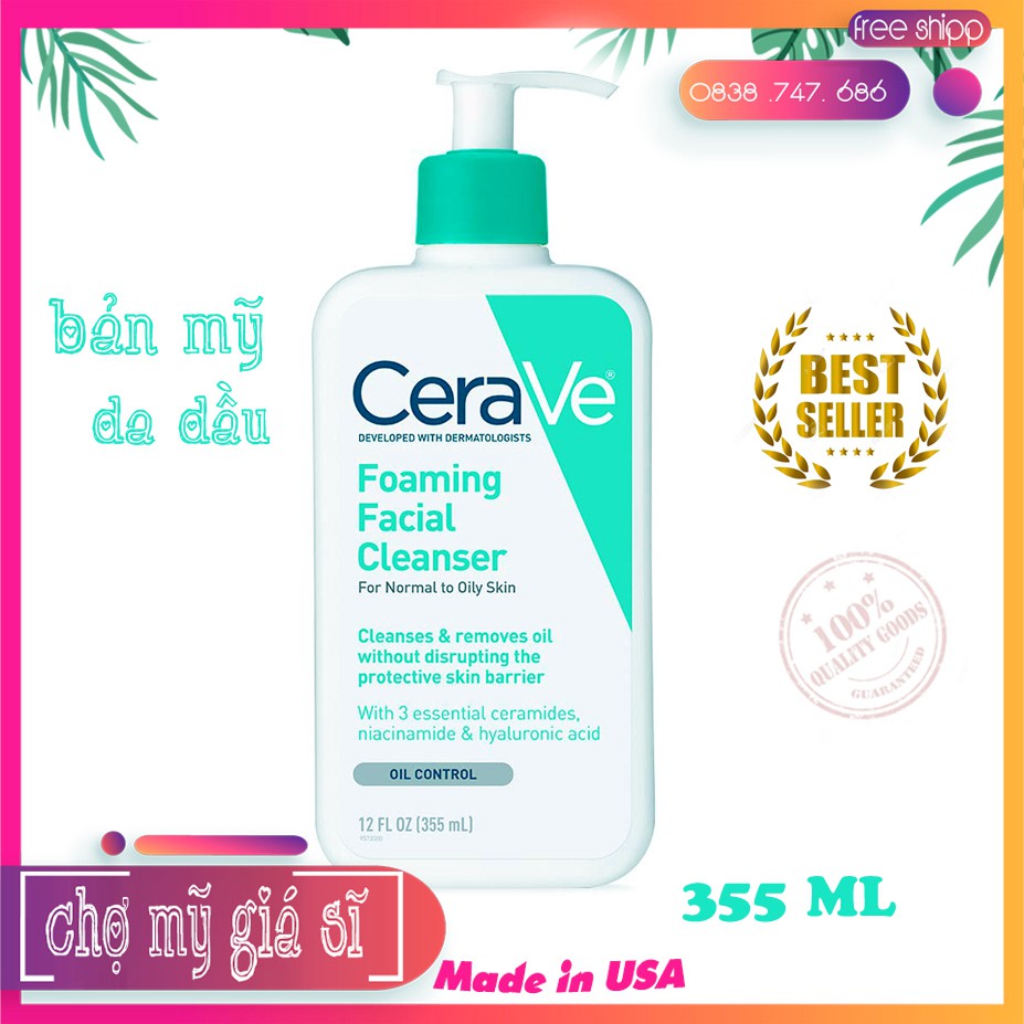 [Bản Mỹ] Sữa rửa mặt Cerave Foaming Facial Cleanser 473 ML