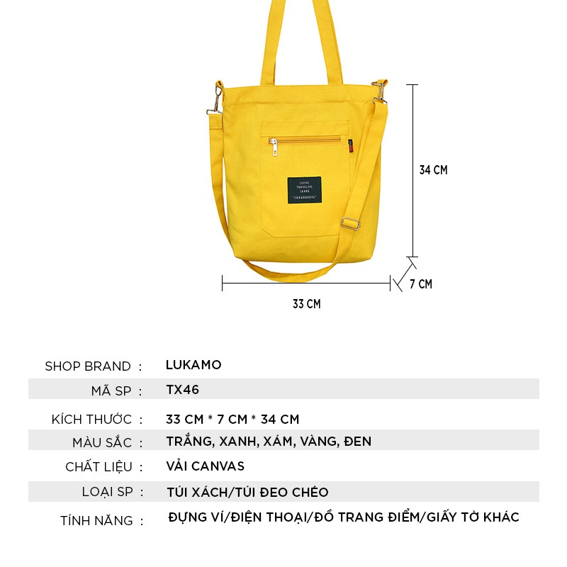 Túi tote bag đẹp vải bố trơn mềm đẹp giá rẻ LUKAMO TX46