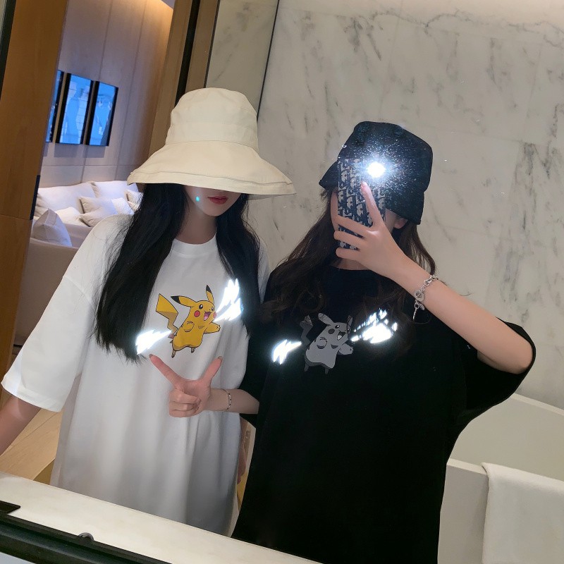 Áo thun Phản Quang Tay Lỡ Unisex Nam Nữ Pikachu 2