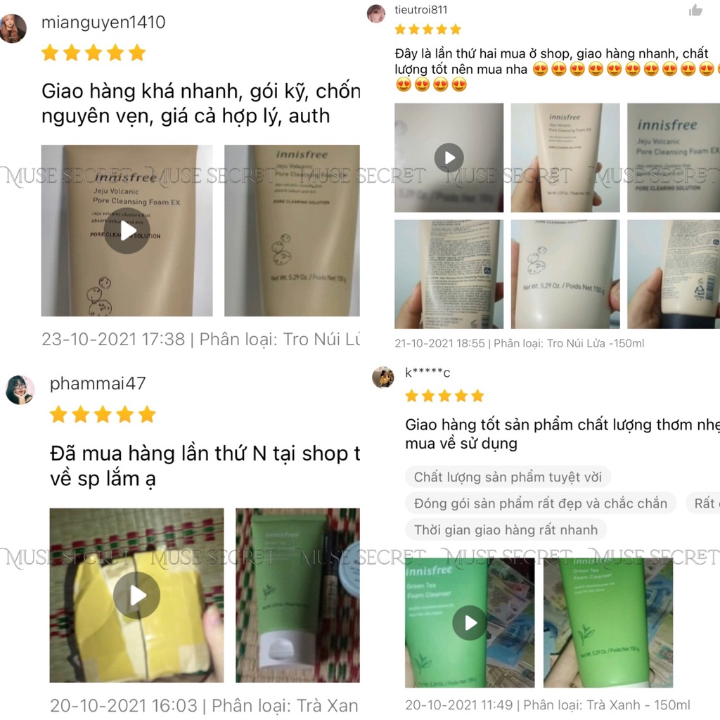 [Quà Tặng Khẩu Trang] Sửa Rửa Mặt Innisfree - Sữa rửa mặt Trà Xanh, Tro Núi Lửa Jeju Volcanic Pore Cleansing Foam 150ml | BigBuy360 - bigbuy360.vn