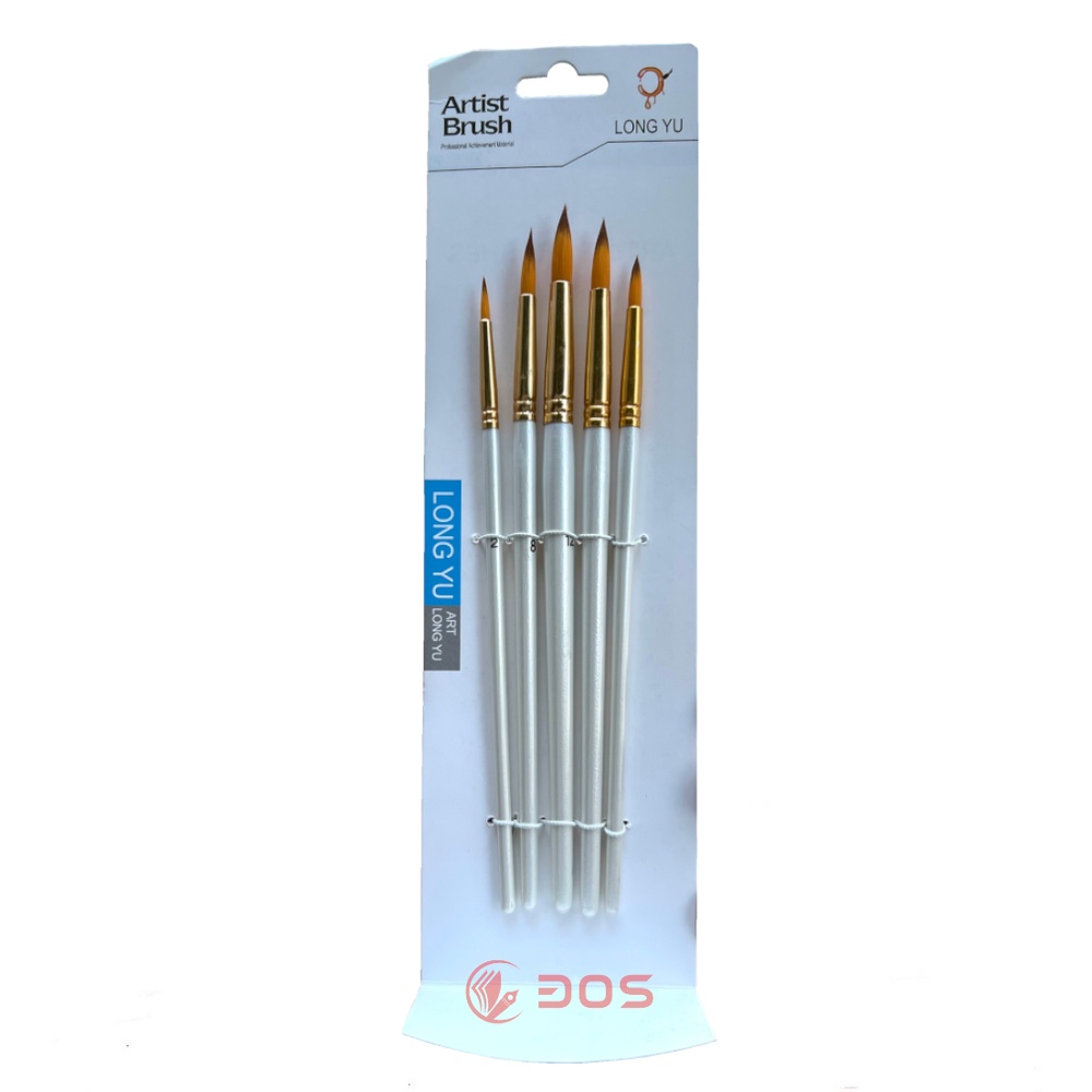 Bộ Cọ Vẽ Nhọn 5 Cây Chuyên Nghiệp Artist Brush - Dùng Cho Màu Nước/Bột/Sơn Acrylic 30S Store M325-5 Màu Trắng