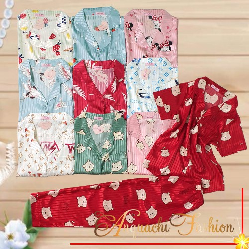 Đồ bộ pijama lụa gấm cao cấp, đồ ngủ quần dài tay ngắn dùng như đồ bộ nữ mặc nhà, đồ bộ đi chơi đều được - Anquachi | BigBuy360 - bigbuy360.vn