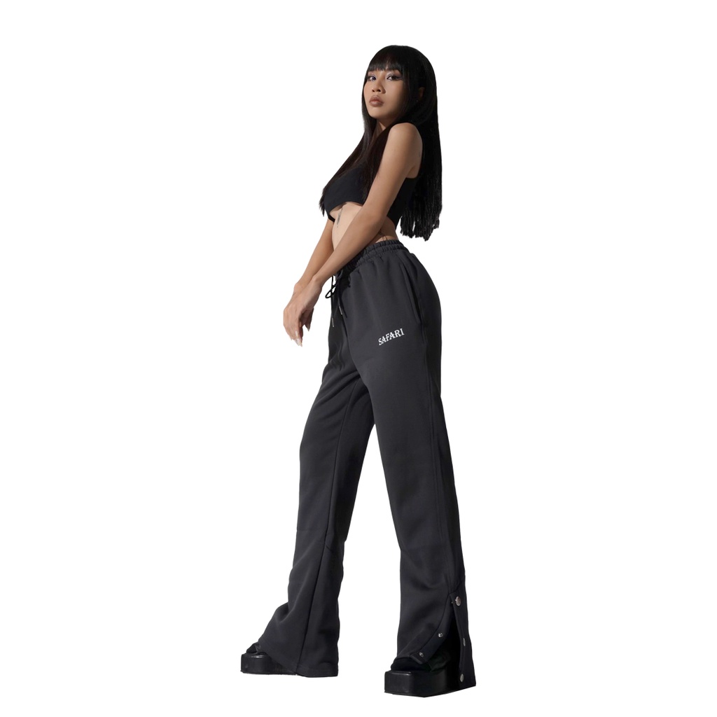 Quần ống rộng Nam nữ dáng suông unisex nỉ bông dày dặn SAFARI TPSS2 - Xám chì