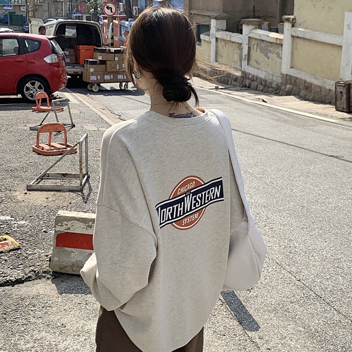 Áo Sweater In Chữ Phong Cách Hàn Quốc Xinh Xắn Cho Nữ