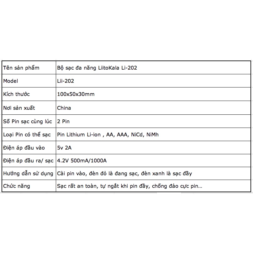 [S3] Sạc 2 cell pin cao cấp 18650, 21700, 26650 LiitoKala Lii-202 có sạc nhanh thông minh, an toàn tự ngắt khi đầy