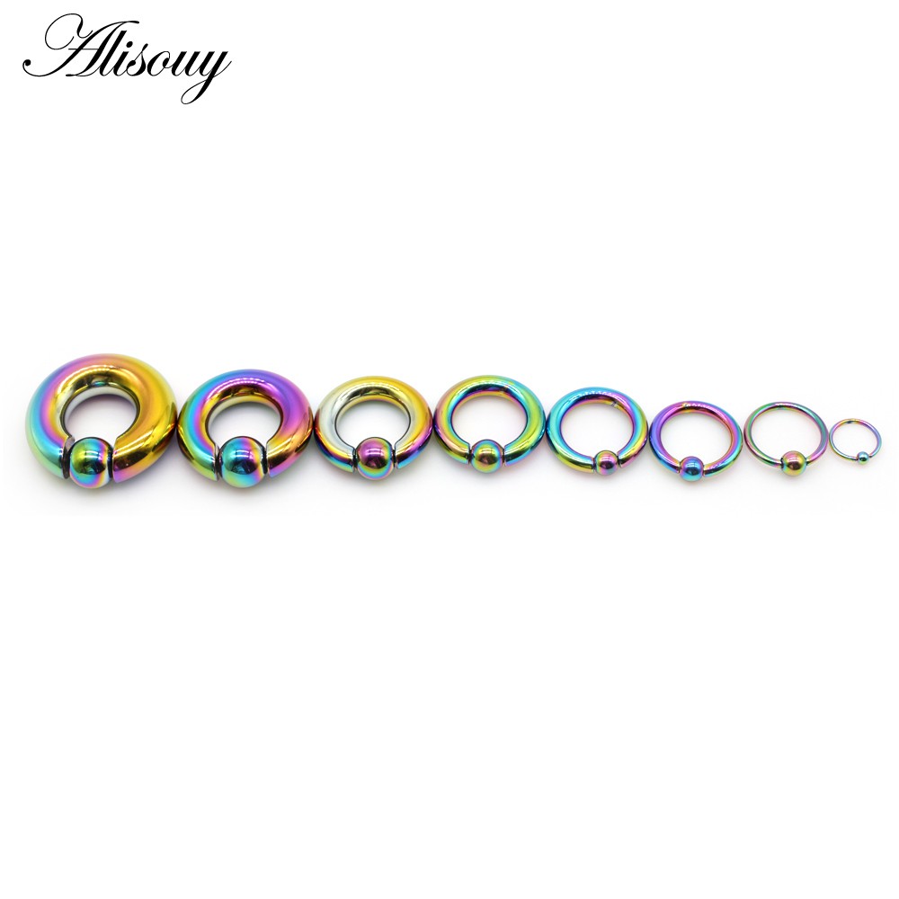 Alisouy 1pc lớn bằng thép không gỉ captive hoop bcr lông mày tragus đóng núm vú thanh mũi nhẫn tai xuyên trang sức cơ thể