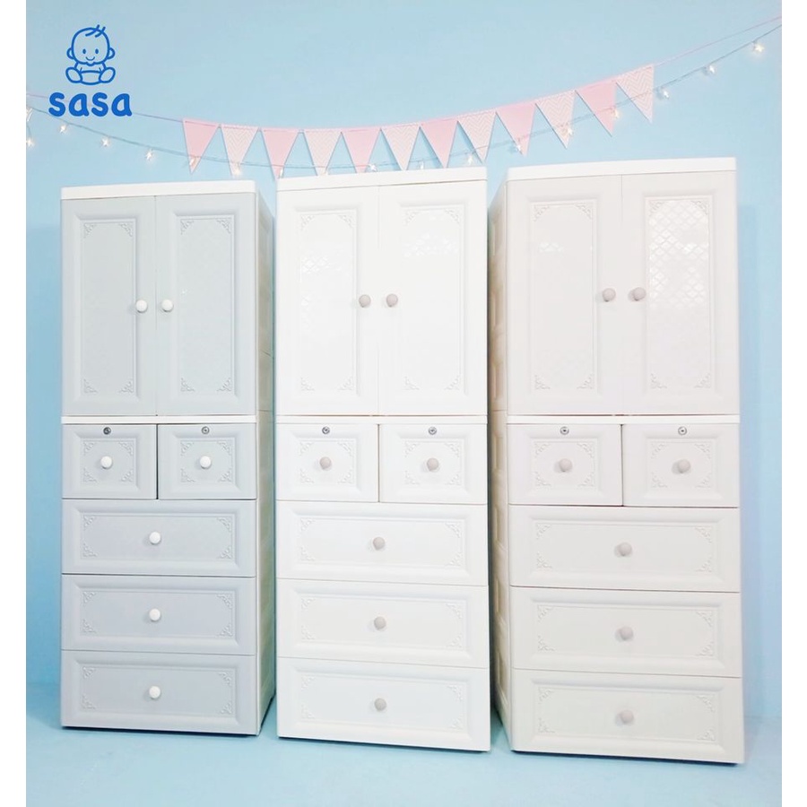 Tủ nhựa 5 tầng phong cách cổ điển Hàn Quốc CAYABE Royal có khóa màu xám