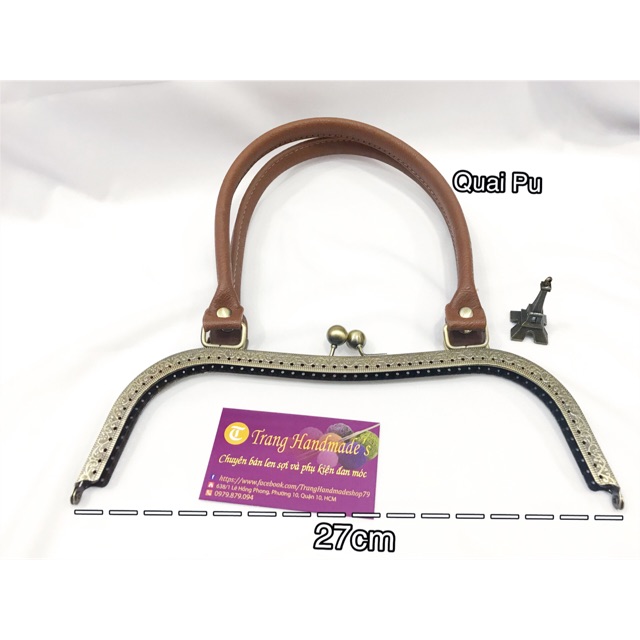 Khung túi kèm quai da pu 27cm