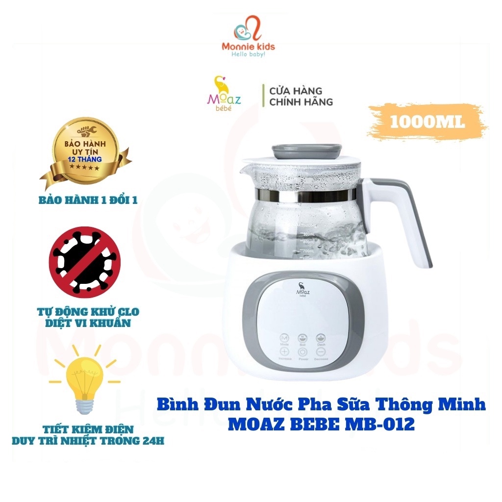 Bình đun nước siêu tốc giữ nhiệt Moaz Bebe MB012 pha sữa, trà và cafe dung tích 1 lít