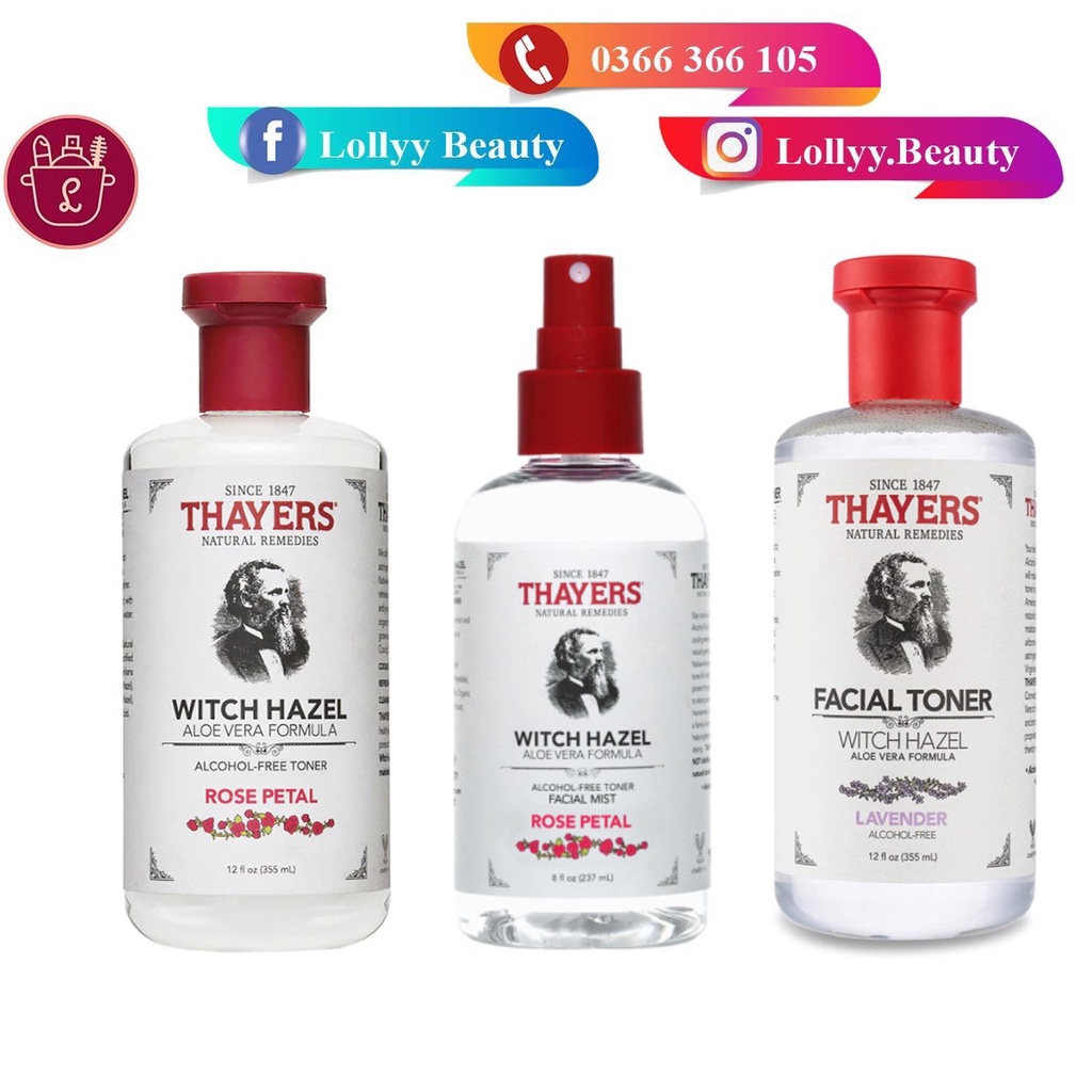 Nước hoa hồng Toner Thayers Alcohol Free Witch Hazel 355ml - Thayer Không Cồn