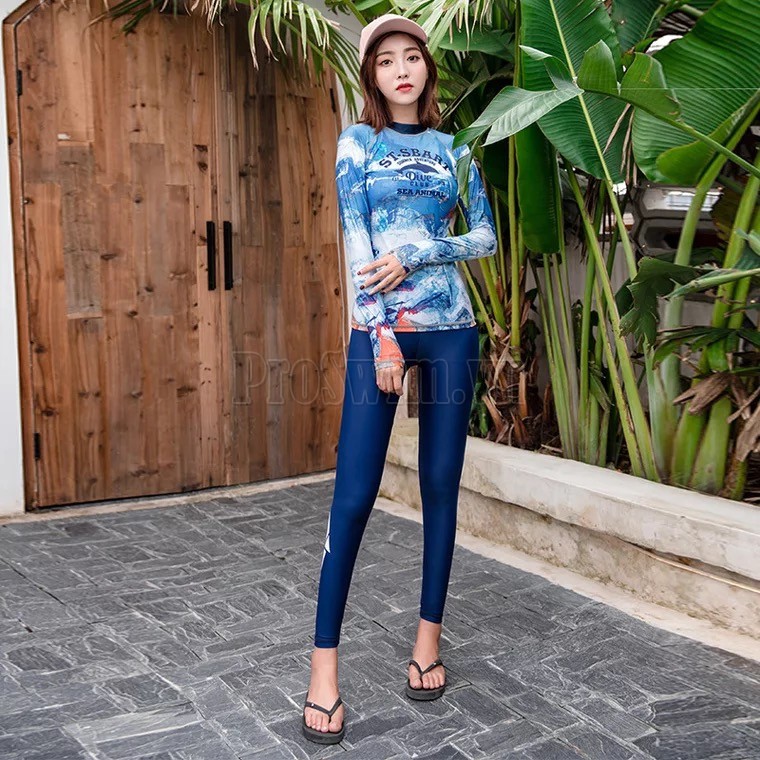 Áo Bơi Dài Tay Nữ Sbart D163 Xanh | BigBuy360 - bigbuy360.vn