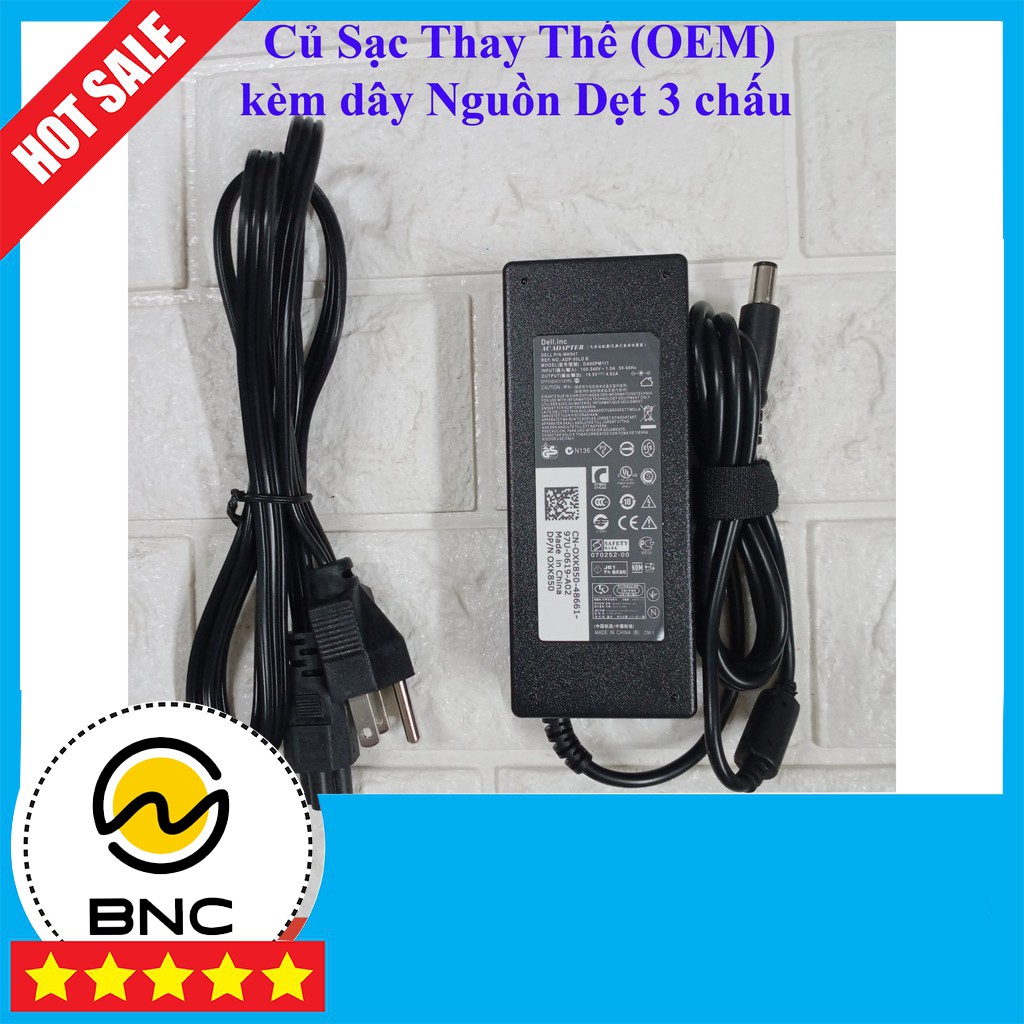 [ZIN] Sạc Laptop DELL E6410 E6400 OUTPUT 19.5V - 4.62A (90w) Chân Kim To đường kính đầu sạc 7.4mm - Nhập Khẩu New