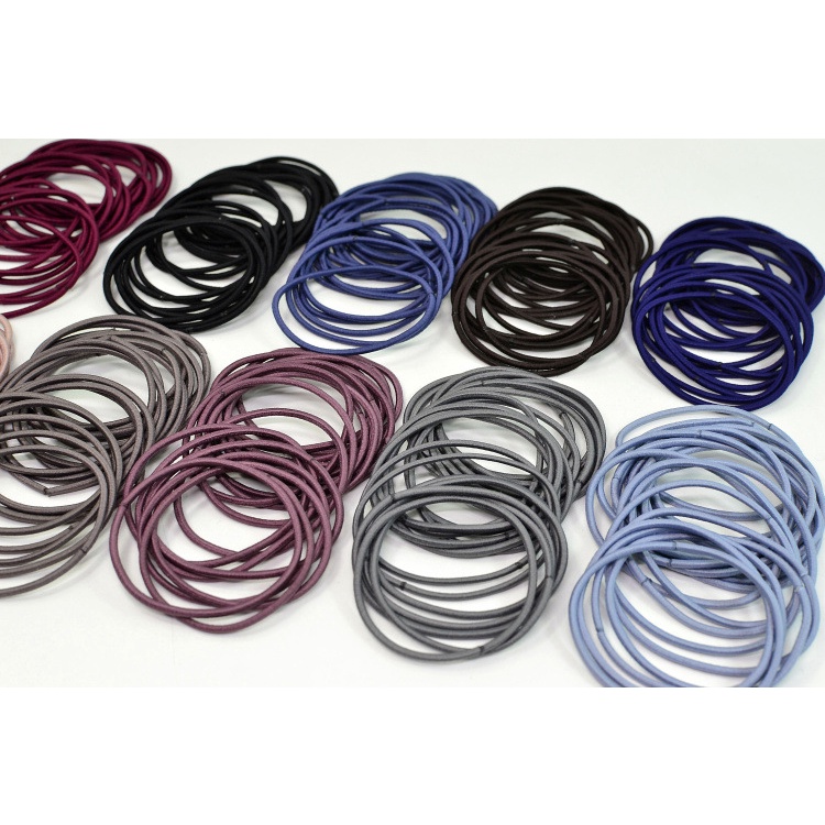 Set 100 dây buộc tóc nhiều màu có túi zip co giãn tiện dụng - HT024