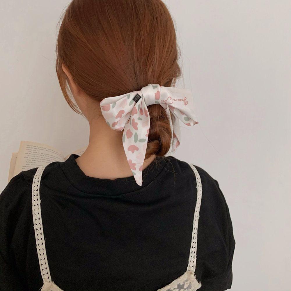 Dây Cột Tóc Lụa In Họa Tiết Hoa / Trái Cây Kiểu Hàn Quốc Thời Trang Mùa Hè