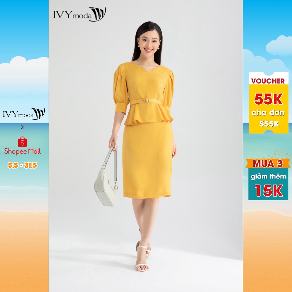 [NHẬP WABRTL5 GIẢM 10% TỐI ĐA 50K ĐH 250K ]Áo Peplum nữ cổ tim thiết kế IVY moda MS 16M6419