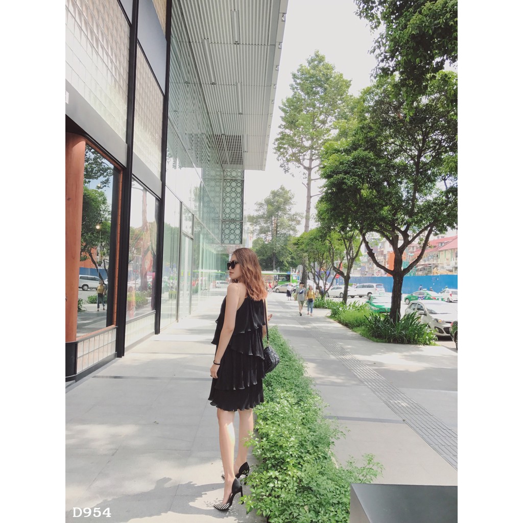 [ Hình thật ] D954 Đầm dập ly cổ yếm tầng | BigBuy360 - bigbuy360.vn