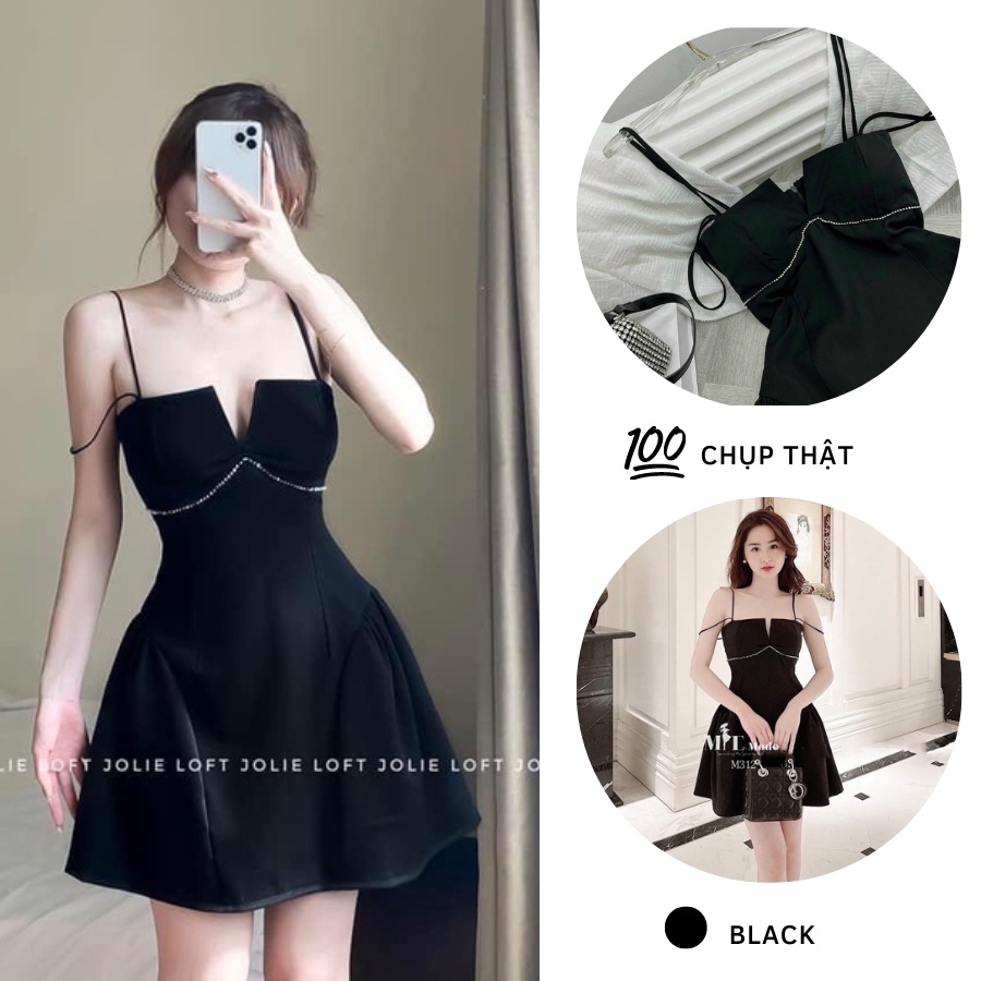 ĐẦM NỮ HAI DÂY YẾM DÁNG XÒE ĐÍNH ĐÁ SANG CHẢNH, ĐẦM DỰ TIỆC NỮ SANG TRỌNG TÔN DÁNG CAO CẤP