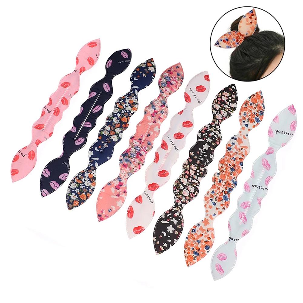 Fallforbeauty Dụng Cụ Búi Tóc Tai Thỏ Dài Trung Bình Họa Tiết Hoa Dành Cho Nữ