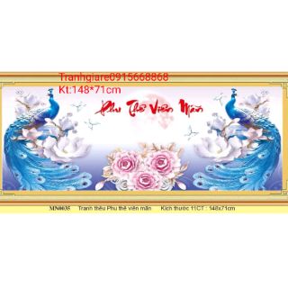 Tranh thêu chữ thập phu thê viên mãn tuyệt đẹp kt 148*71 cm