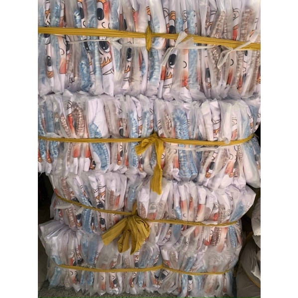 Set Bộ Áo Phông Tay Phồng Sọc In Cậu Bé  Kèm Short Đùi Sọc