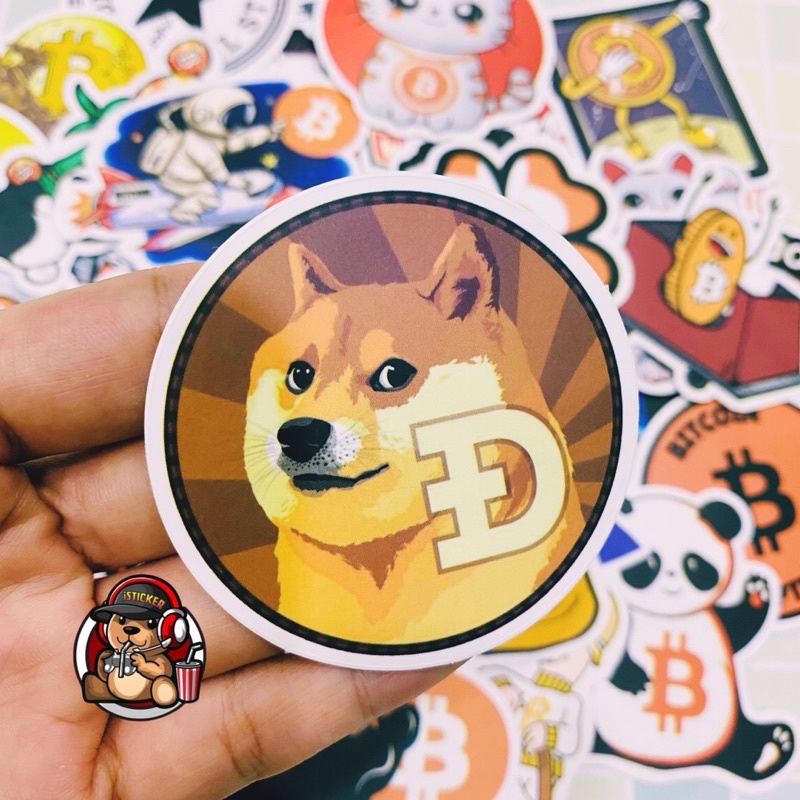 Sticker cute dễ thương hình dán crypto btc bitcoin chống thấm nước dán mũ bảo hiểm, vali, laptop