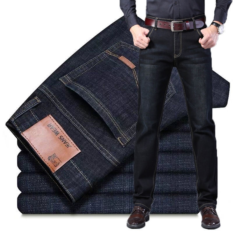 Quần jeans chịu mài mòn chống bụi bẩn dáng suông thẳng thời trang thu đông thích hợp cho nam