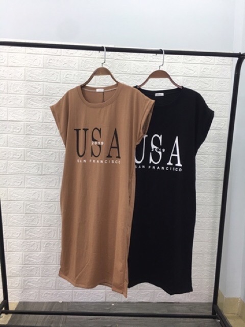 Váy suông in chữ U. S.A cá tính chất cotton | BigBuy360 - bigbuy360.vn