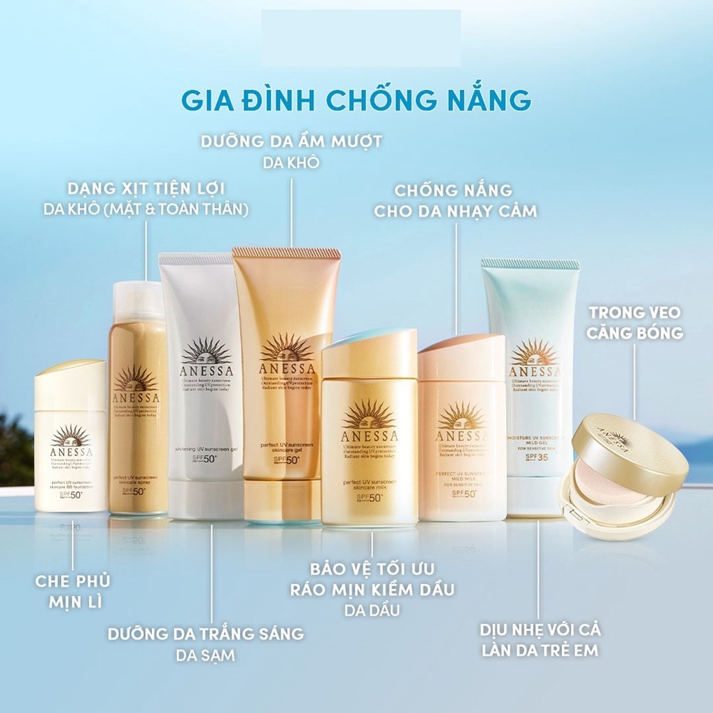 Kem Chống Nắng Anessa Dạng Gel Dưỡng Sáng Da 90g Whitening UV Sunscreen Gel SPF50+/PA++++