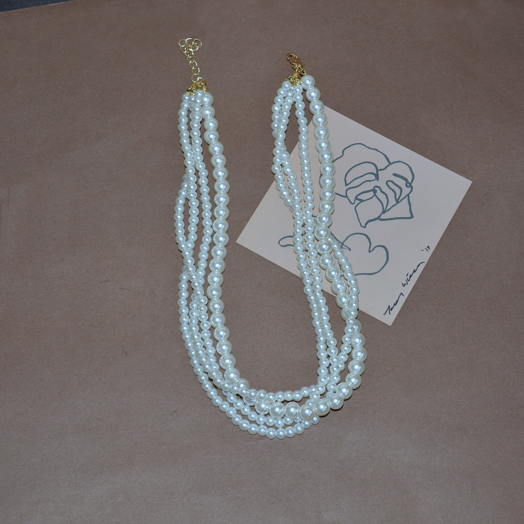 Vòng cổ Nhiều Lớp Đính Ngọc Trai Phong Cách Hàn Quốc Cho Nữ