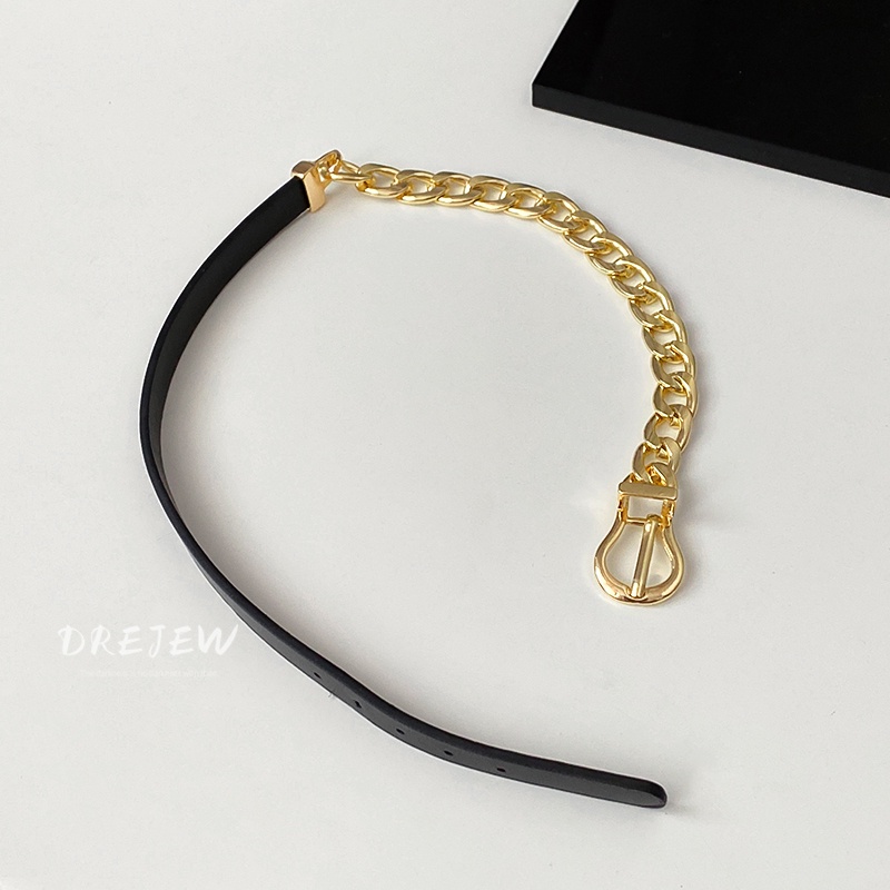 DREJEW Vòng cổ dây da hai lớp thiết kế độc đáo thời trang Hàn Quốc