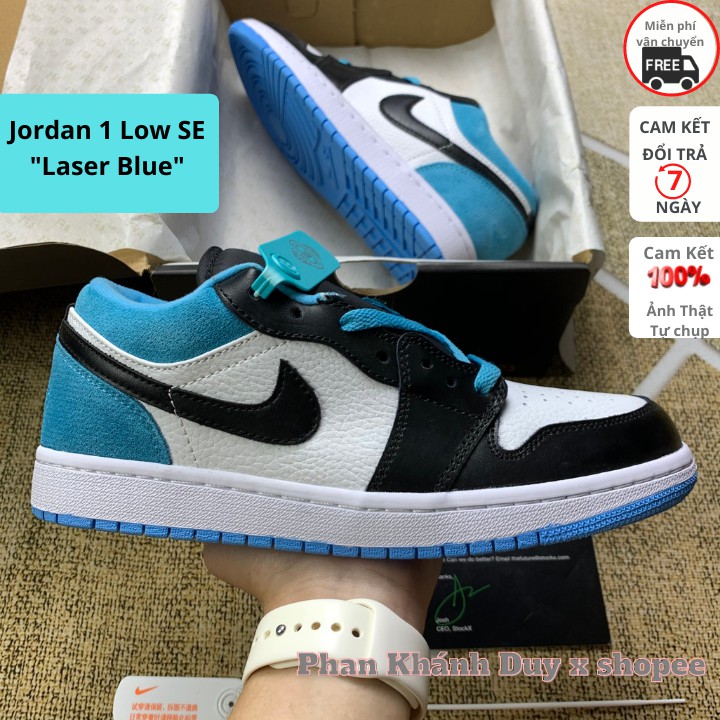 Giày thể thao Air Jordan 1 Low SE Laser Blue | Jodan xanh lam đen thấp