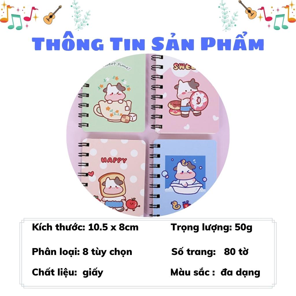 Sổ Tay Ghi Chép Lò Xo EDUSKY Kích Thước A7 Mini Cute Tập 80 Trang Họa Tiết Hoạt Hình Dễ Thương Cỡ 10.5x8cm