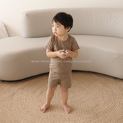 [MINKYMOM QUẢNG CHÂU] BỘ CỘC TAY COTTON KẺ MINKY MOM MỀM MÁT CHO BÉ