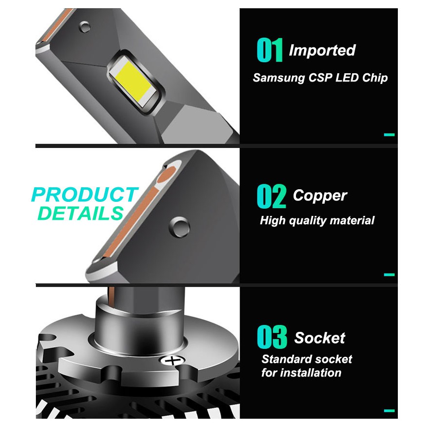 LED D1S / D3S,D2S / D4S Không Lỗi |Đèn Pha Ánh Sáng Trắng 6000k 50W 20000Lm Công Suất Cao Cho Xe Hơi|Phụ Kiện Chuyên Dụng Dành Cho Xe Hơi