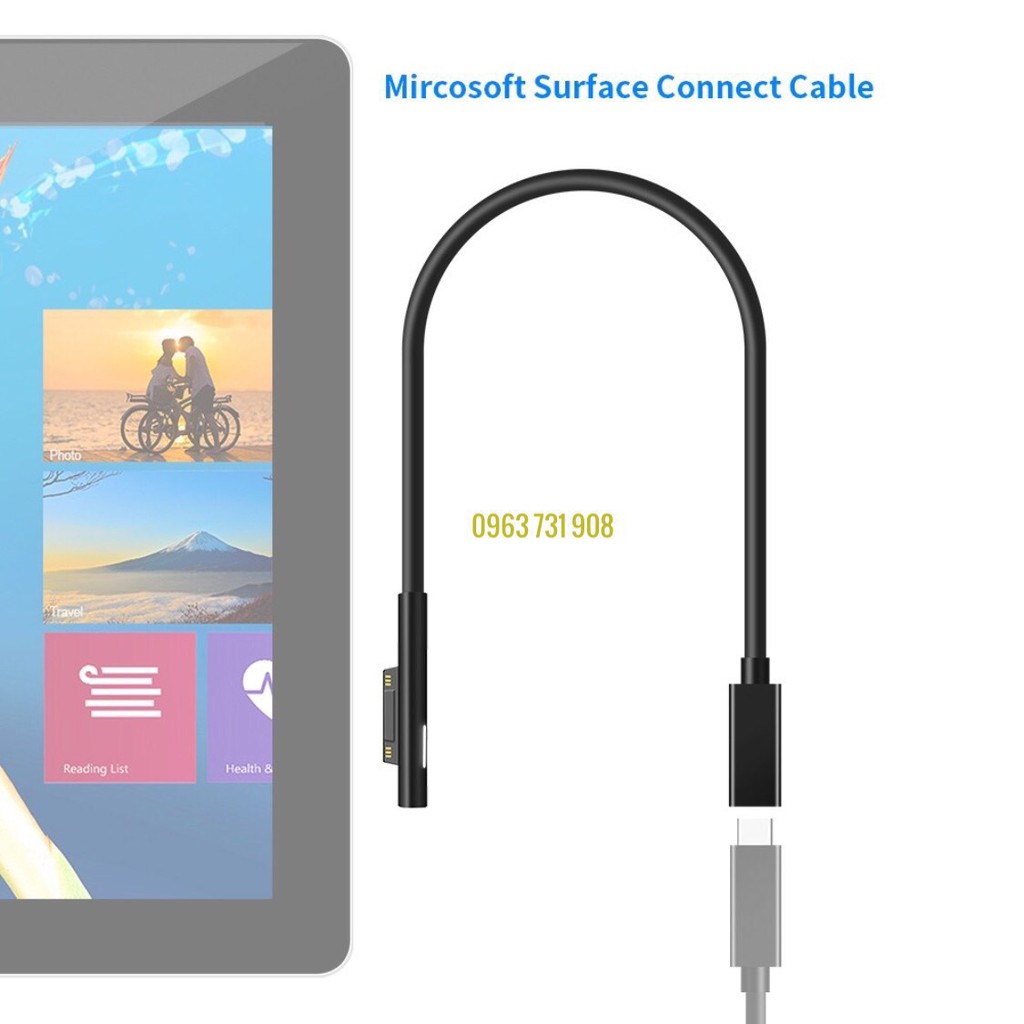 Cáp Chuyển Đổi Cổng Sạc Type-C Cho Microsoft Surface Pro 3/4/5/6/7 hàng cao cấp
