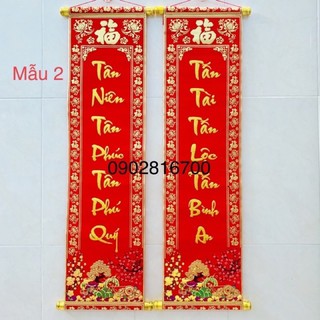 Câu đối nhung treo trang trí tết chủ đề chúc tết khổ 60cm và 80cm