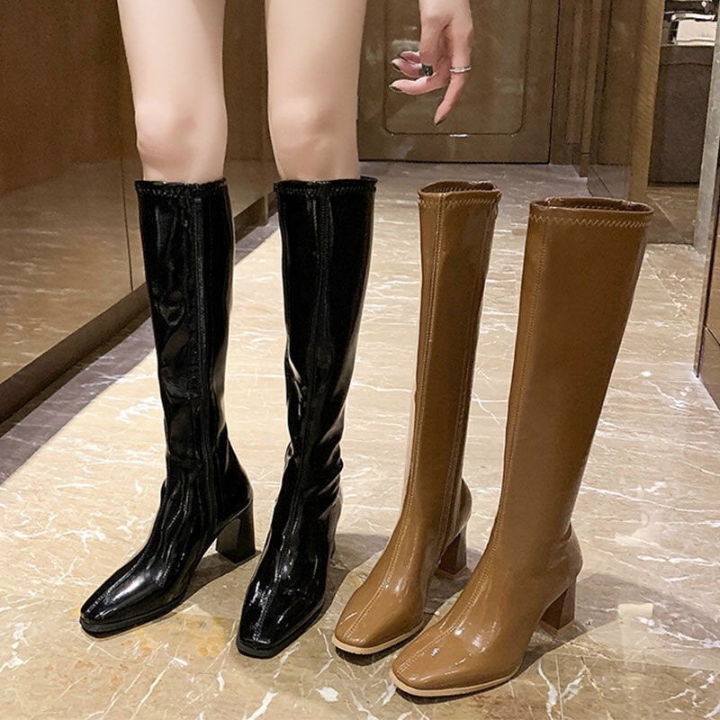 bốt gối (boot đùi) da bóng siêu ôm- khoá cạnh gót 7p (FULL HỘP hàng QC) mã 275 | BigBuy360 - bigbuy360.vn