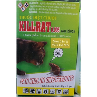 Thuốc diệt chuột Kill Rat 0.005 wax block - Gói 40g Không cần trộn thức ăn