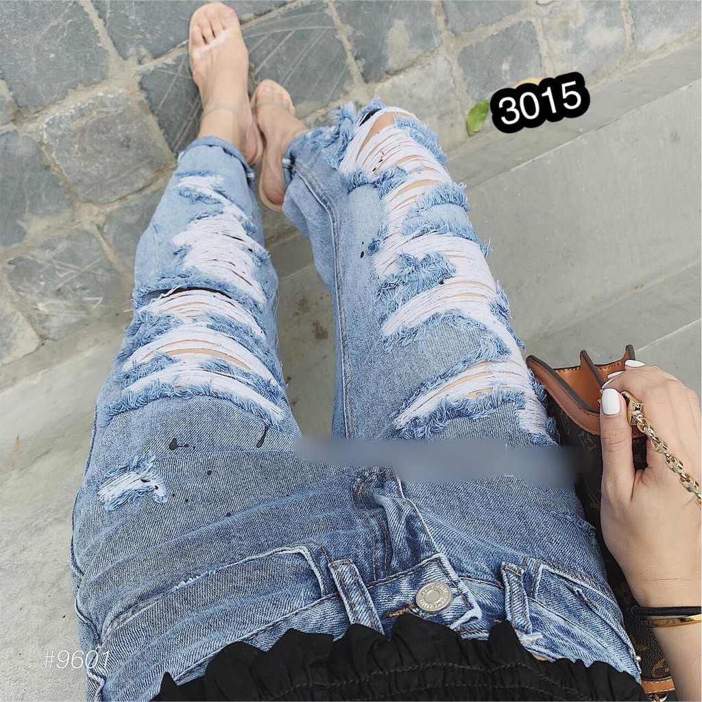 XẢ HÀNG SIỂU RẺ_Quần Jeans Nữ Rách Gối Cao Cấp OHS3015 | BigBuy360 - bigbuy360.vn