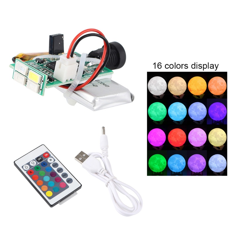 Bảng Đèn Led Mặt Trăng LIDU1 3D 16 Màu Kèm Dây Cáp Dữ Liệu Điều Khiển Từ Xa Cho Trẻ Em