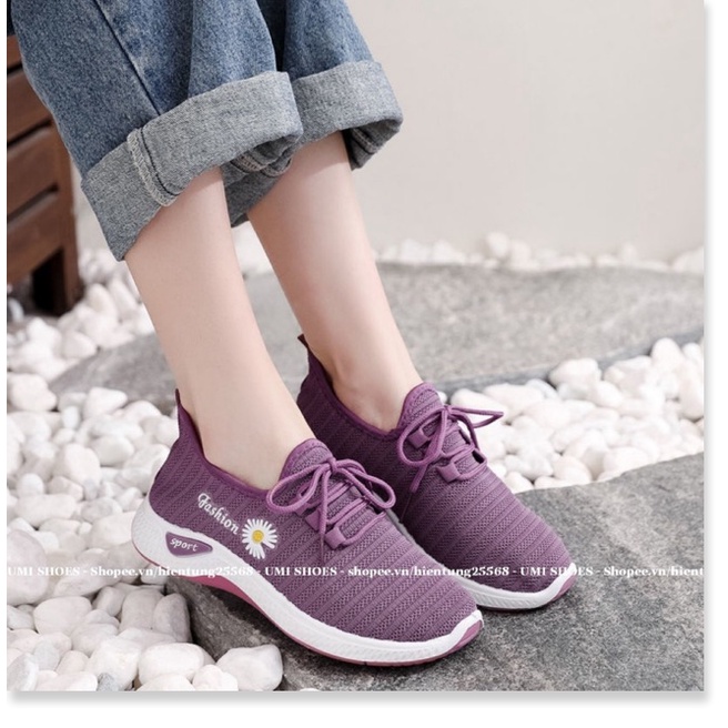 Giày lười nữ nâng đế 3cm mềm đi bộ đi tập gym dã ngoại leo núi đi nhóm công ty văn phòng bền vải đẹp hoa c