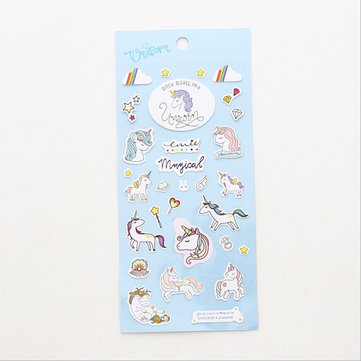 Set hình dán mini unicorn xinh xắn tiện lợi