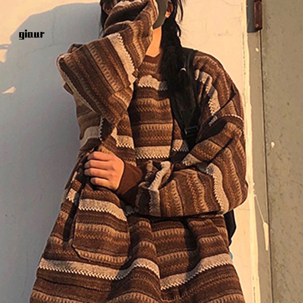 Áo sweater cổ tròn dáng rộng thời trang cho nữ
