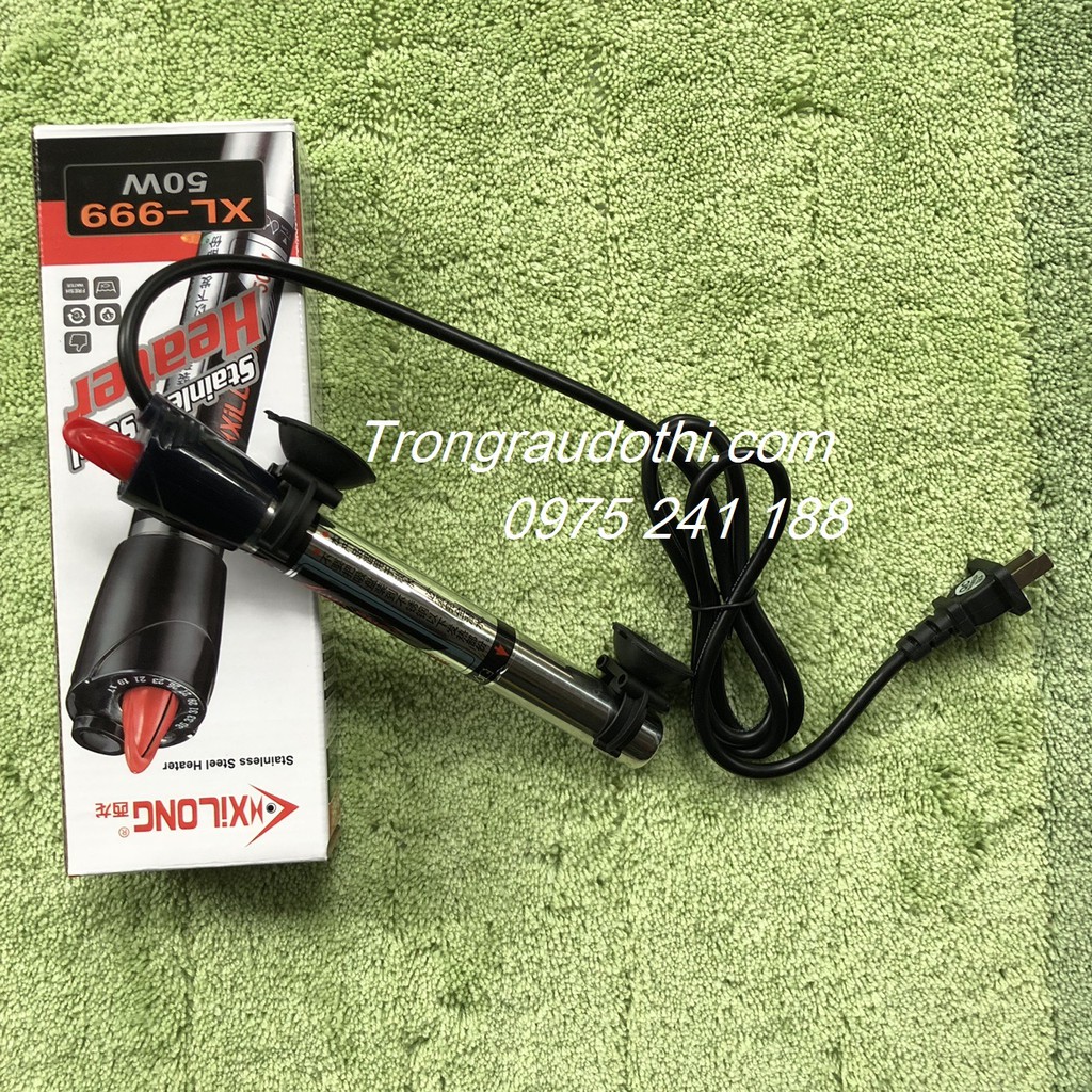 Thanh sưởi bể cá bằng inox Xilong 50W cho bể 20-40cm