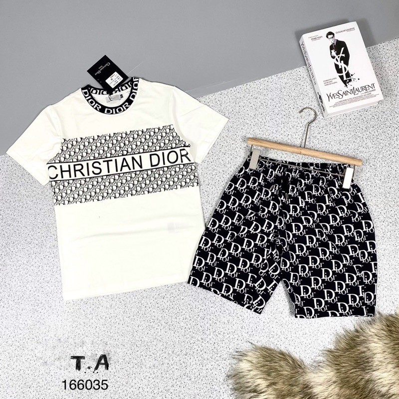 Bộ Thun Nam CD Phối Chữ Chấm Nổi Cổ Bo Vạch | BigBuy360 - bigbuy360.vn