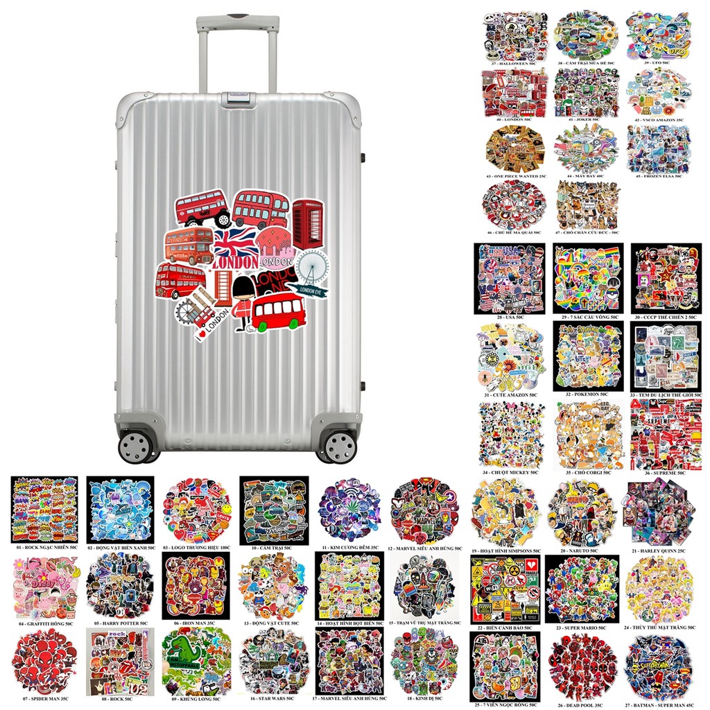 Đổ sỉ - STICKER HOẠT HÌNH ANIME chống nước sticker dán mũ bảo hiểm, DÁN VALI DÁN laptop, DÁN BÌNH NƯỚC